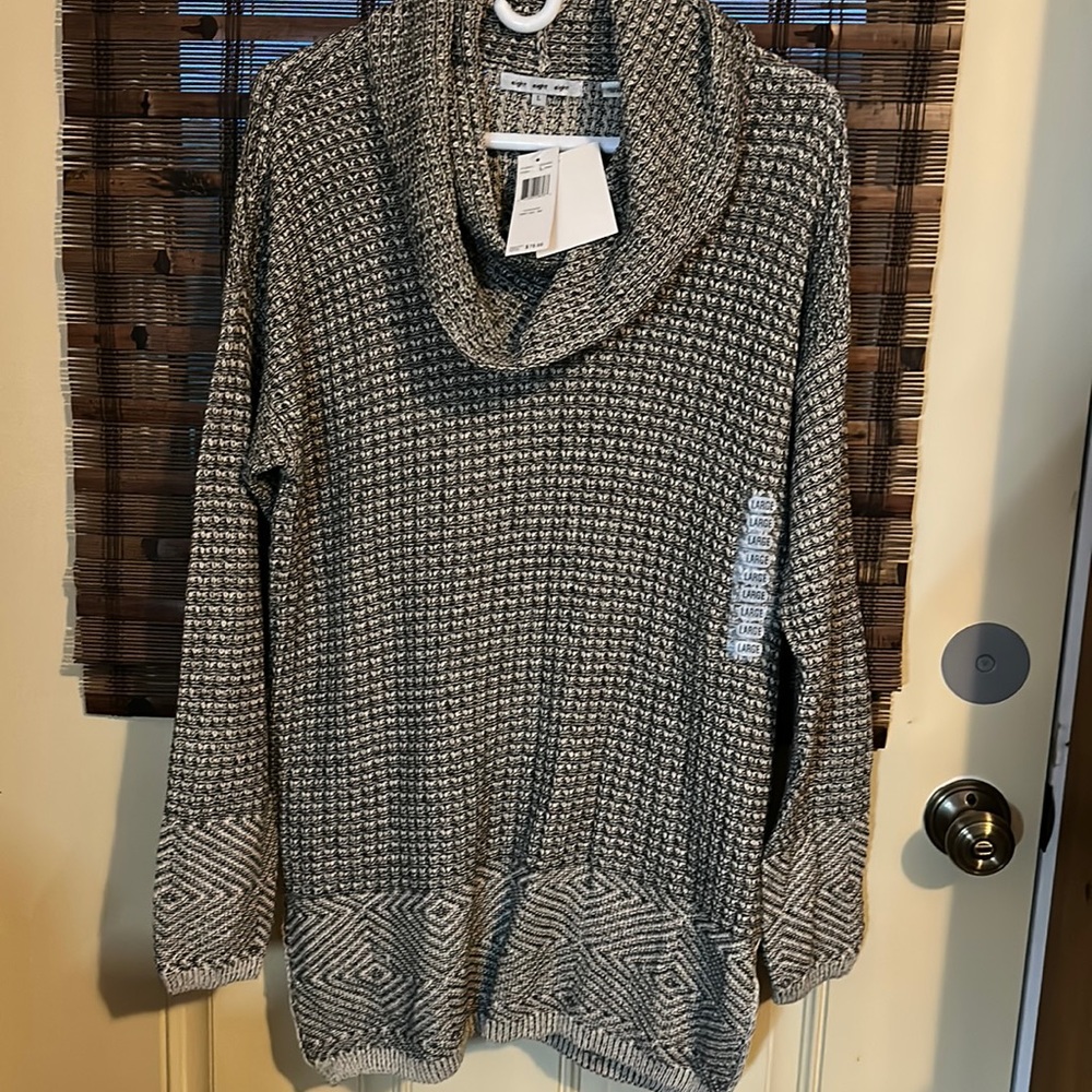 💗Gray Cow-Neck sweater tunic nwt $78 - Picture 1 of 3